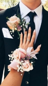 Pearl Band Corsage with Matching Buttonholes